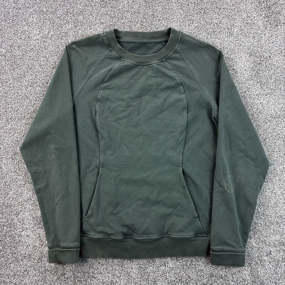 Lululemon Scuba Crewneck Women's 10 Olive Green Sweatshirt‎ Pullover LW3DNSS